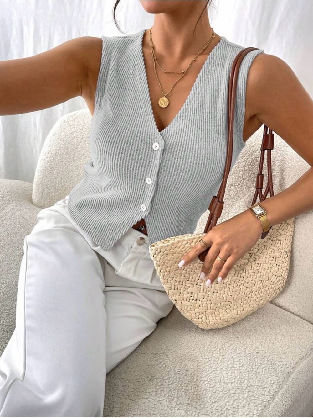 button-up vest tank